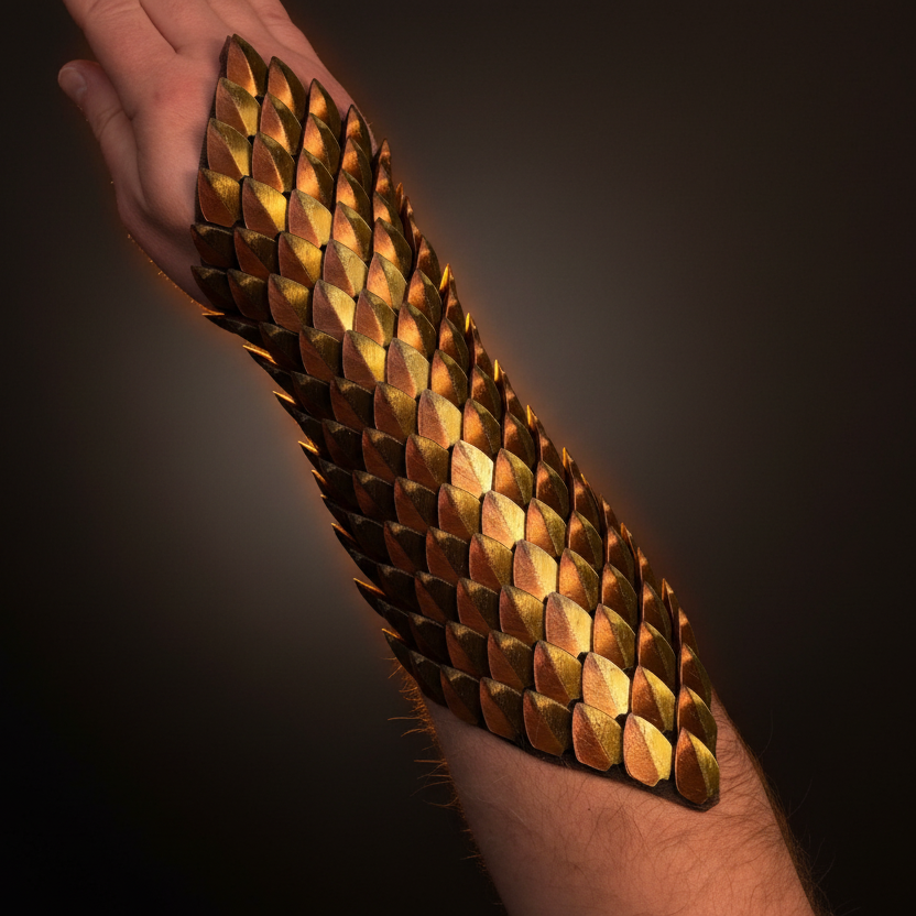 3D Printed Dragon Scale Bracers - Flexible Fantasy Arm Armor for Cosplay, LARP & Renaissance Faire