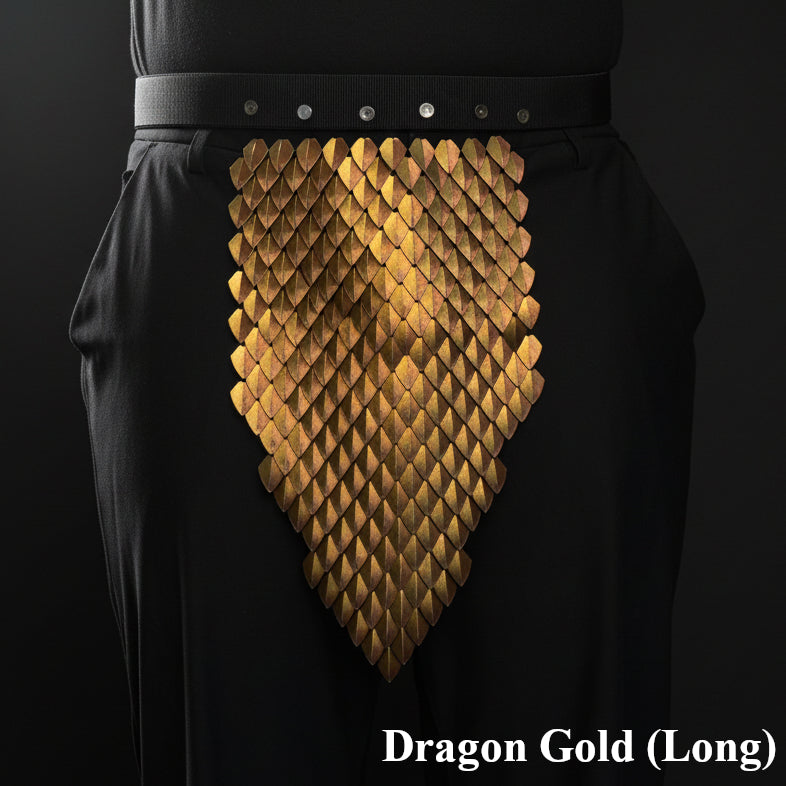 Gold dragon scale-like armor on a black background
