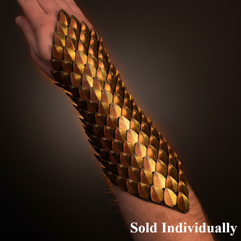 3D Printed Dragon Scale Bracers - Flexible Fantasy Arm Armor for Cosplay, LARP & Renaissance Faire