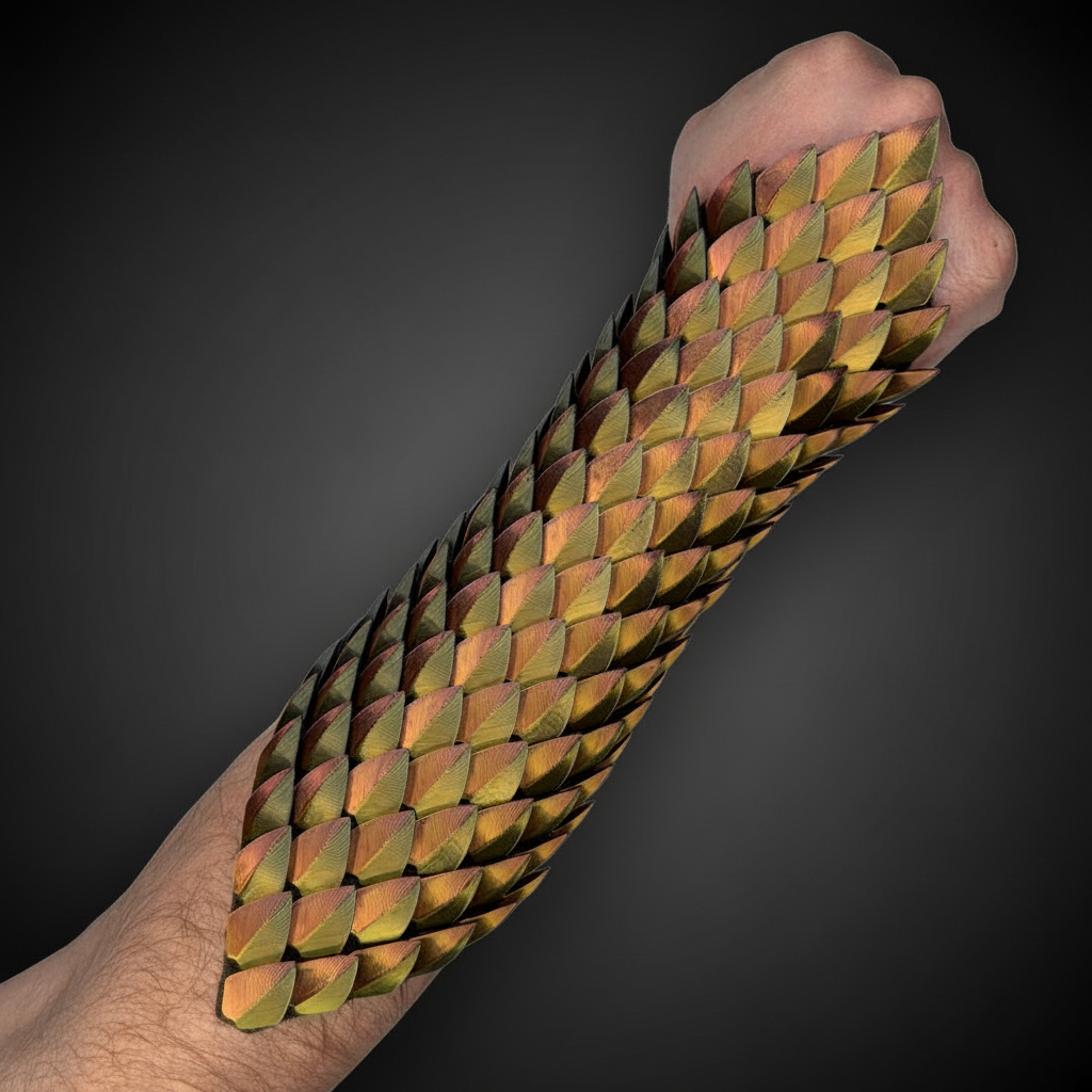 3D Printed Dragon Scale Bracers - Flexible Fantasy Arm Armor for Cosplay, LARP & Renaissance Faire