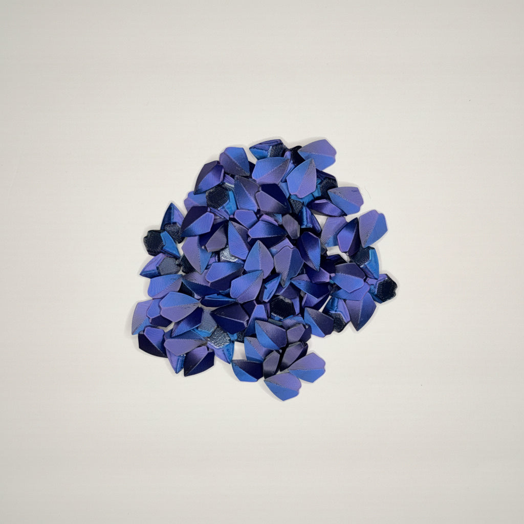 Purple loose dragon scales i on a light gray background